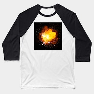 Realistic fiery bomb explosion with sparks and smoke Baseball T-Shirt